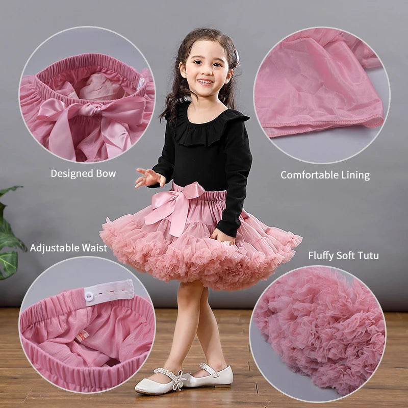 Baby Girls Tulle Tutu Skirt Ballerina Pettiskirt Fluffy Children