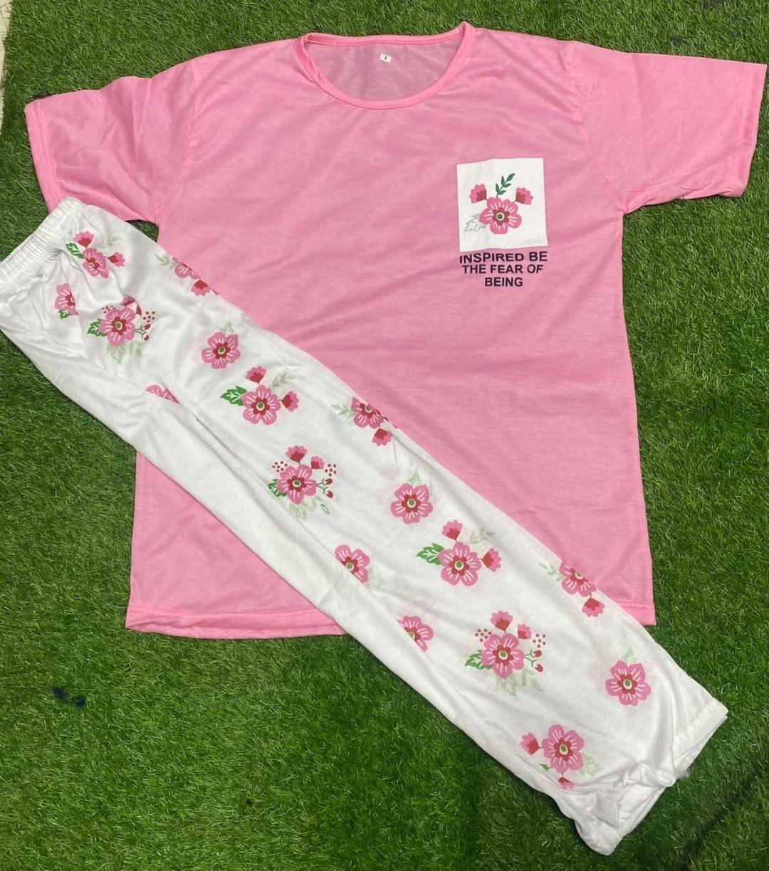 Comfortable Printed Cotton Jersey Night Suit - 2 Pcs Set