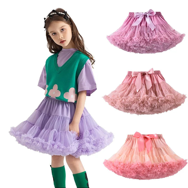 Baby Girls Tulle Tutu Skirt Ballerina Pettiskirt Fluffy Children