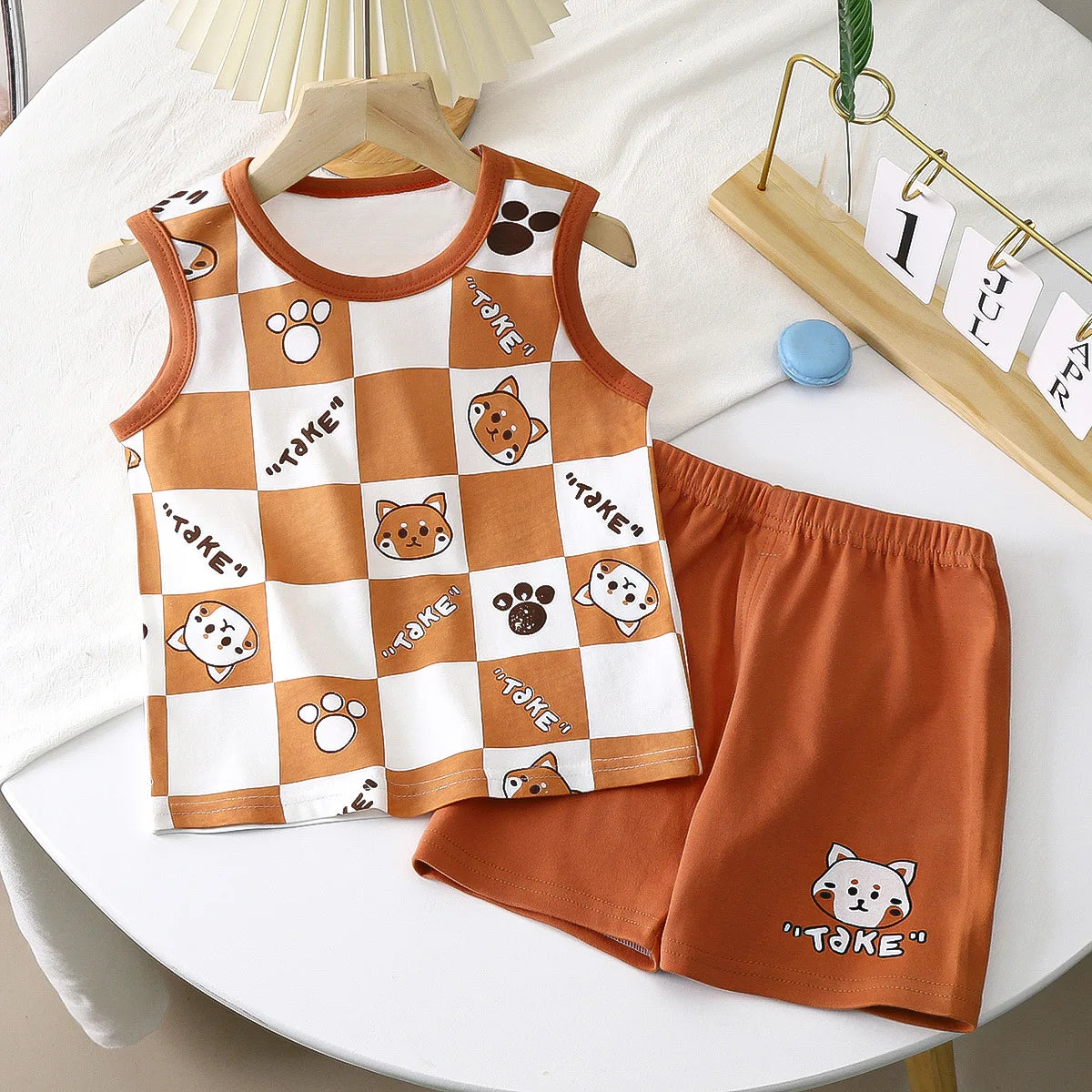 Children Sets Kids Clothes Boys Girls Vest Suit Summer
