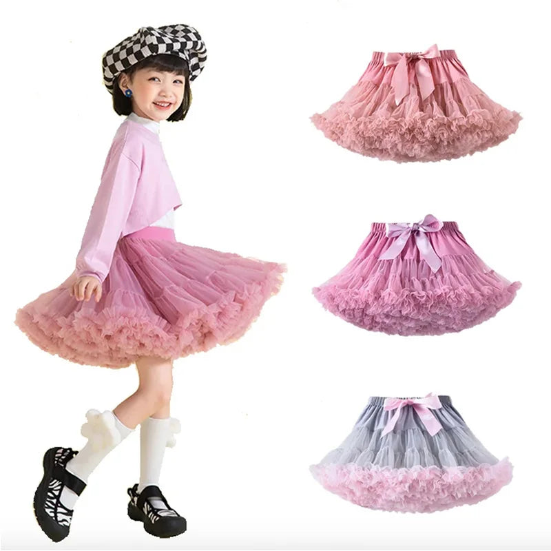 Baby Girls Tulle Tutu Skirt Ballerina Pettiskirt Fluffy Children
