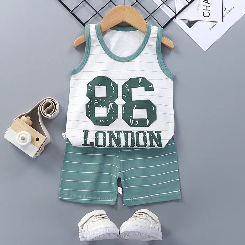 Children Sets Kids Clothes Boys Girls Vest Suit Summer