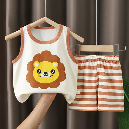 Children Sets Kids Clothes Boys Girls Vest Suit Summer