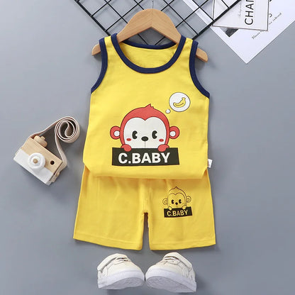 Children Sets Kids Clothes Boys Girls Vest Suit Summer