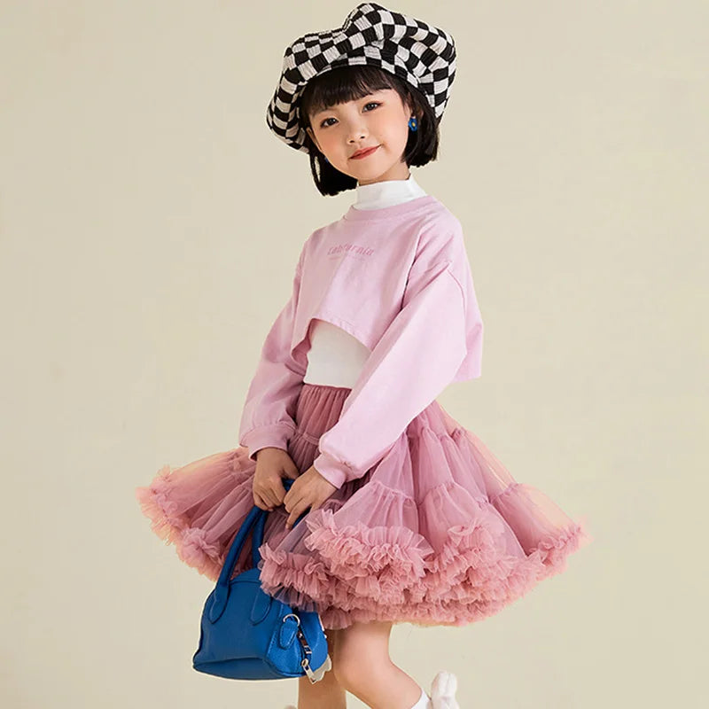 Baby Girls Tulle Tutu Skirt Ballerina Pettiskirt Fluffy Children
